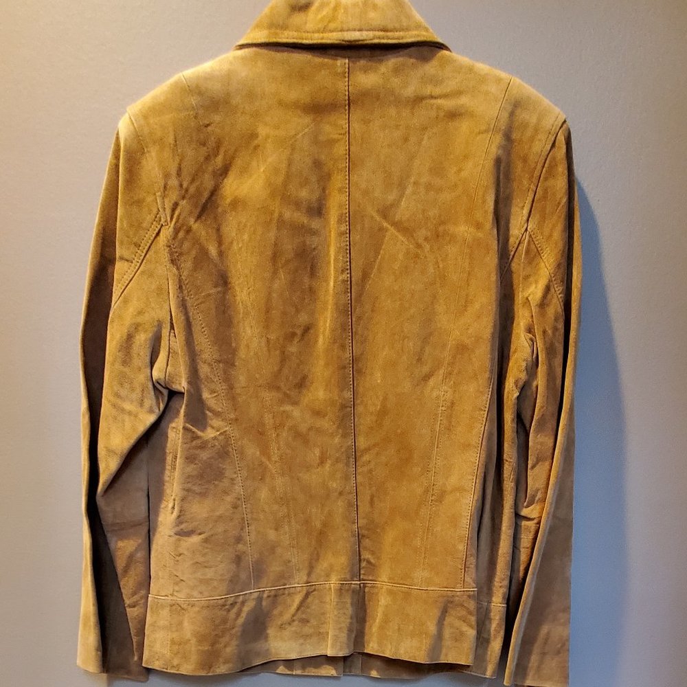 ie Tan Three Button Leather Jacket - Picture 2 of 5